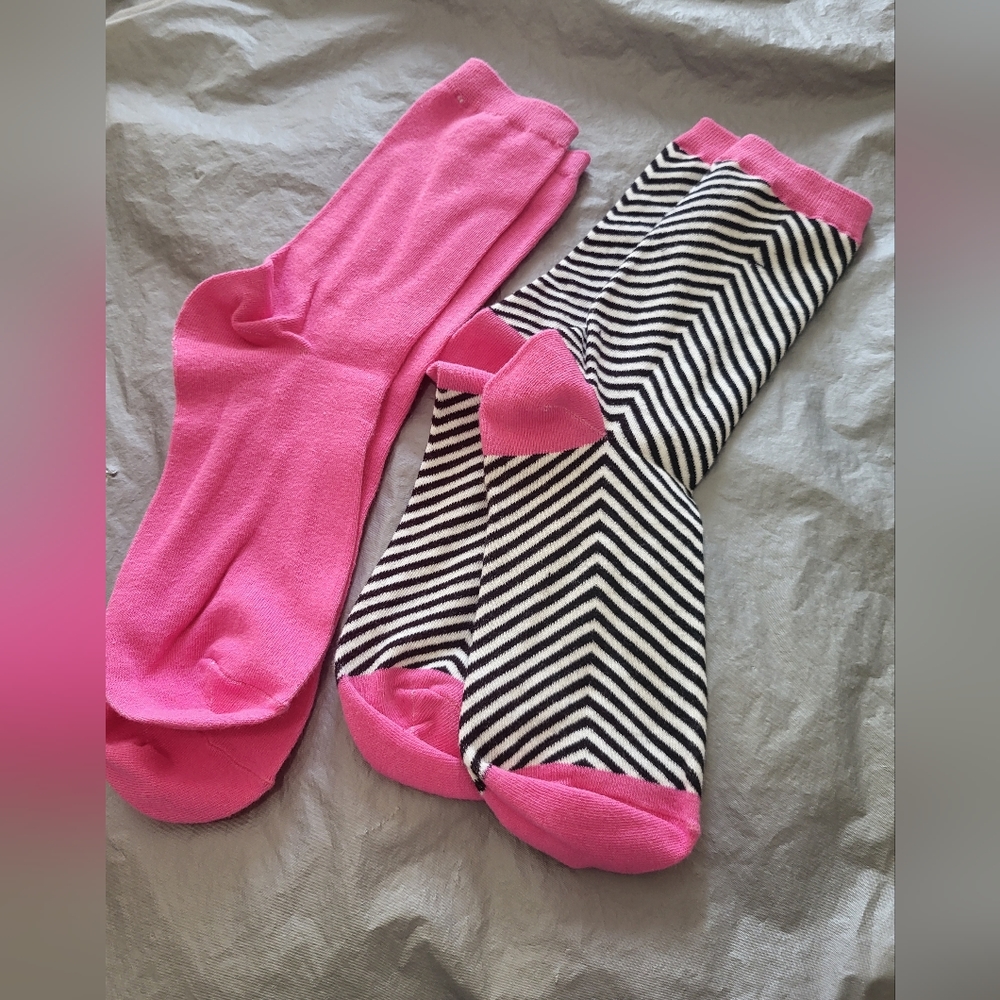 Kate Spade Pink and Black Striped Socks Set